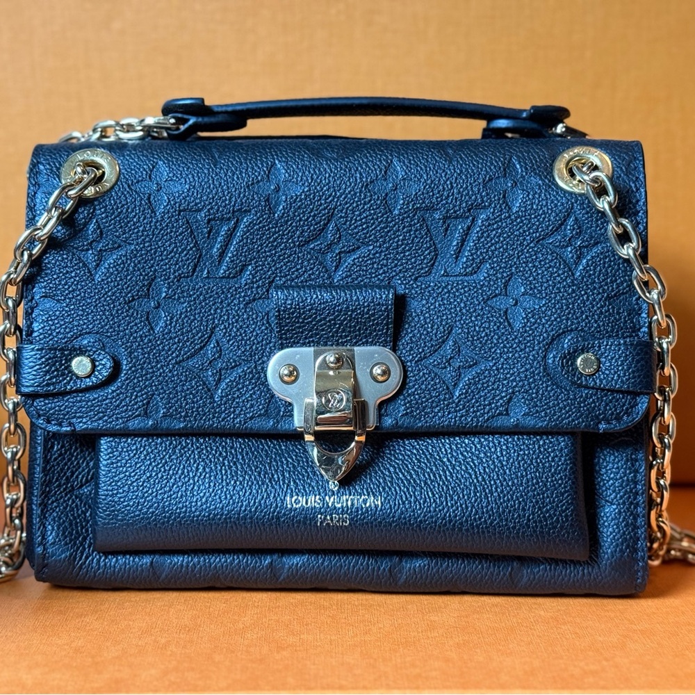 Louis Vuitton Black Crossbody Bag with Monogram and Chain Strap